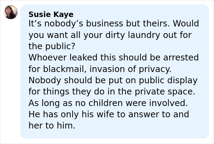 Comment by Susie Kaye discussing privacy concerns over Kristi Noem&rsquo;s husband&rsquo;s bizarre conversations leak.