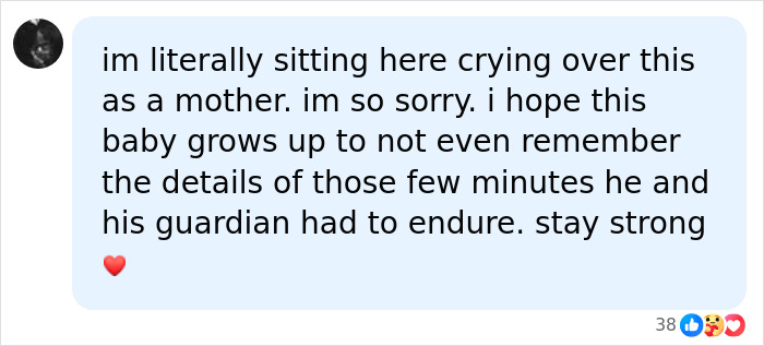 Screenshot of a social media comment expressing sorrow and support after police fatally take down woman attacking toddler with knife.