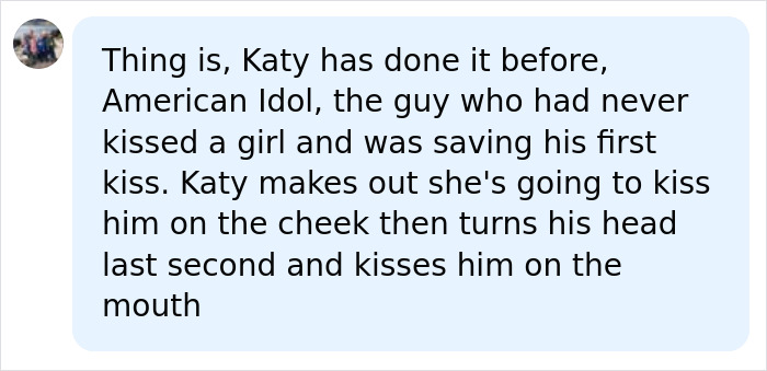 Text message screenshot discussing Katy Perry’s past behavior, related to former club manager revealing details. Text message screenshot discussing Katy Perry’s past behavior, related to former club manager revealing details.