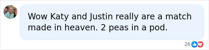 Comment on social media about Katy Perry and Justin being a perfect match, related to former club manager's reveal. Comment on social media about Katy Perry and Justin being a perfect match, related to former club manager's reveal.