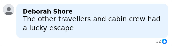 Comment from Deborah Shore discussing a lucky escape for travellers and cabin crew after an airline incident.