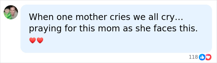 Facebook comment expressing support for Athena Strand&rsquo;s mom during her court appearances, with heart emojis.