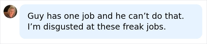 Woman with blonde hair in a blue top sharing a critical message about job responsibility and expressing disgust at poor work quality.