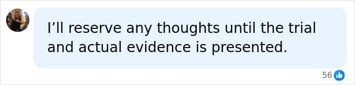 Social media comment expressing caution about trial and evidence related to Timothy Busfield&rsquo;s arrest allegations.
