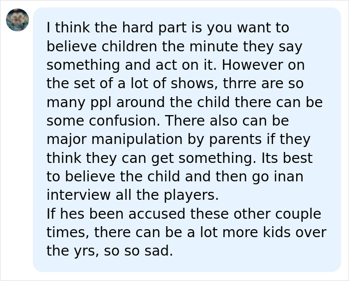 Screenshot of a social media comment discussing Melissa Gilbert and Timothy Busfield&rsquo;s arrest over allegations.