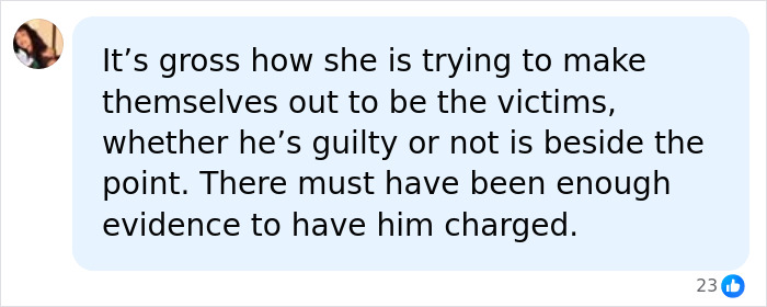 Screenshot of a social media comment discussing Timothy Busfield&rsquo;s arrest and reactions to the allegations.