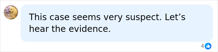Comment bubble with text reading this case seems very suspect, let&rsquo;s hear the evidence, expressing doubt about Timothy Busfield&rsquo;s arrest allegations.