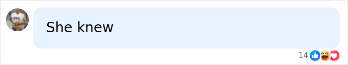 Comment bubble with text saying She knew and reactions including like, laugh, and love emojis on a social media post about Timothy Busfield&rsquo;s arrest.