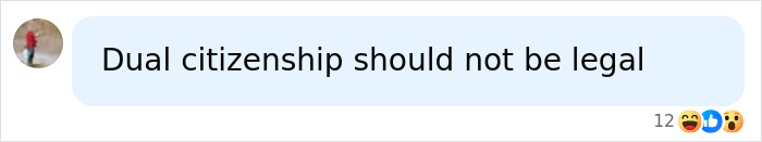 A social media post with the text "Dual citizenship should not be legal", sparking debate on Canadian citizenship.