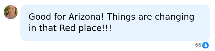 Screenshot of a social media comment praising change in Arizona amid teens revolt over Erika Kirk&rsquo;s controversial high school visit