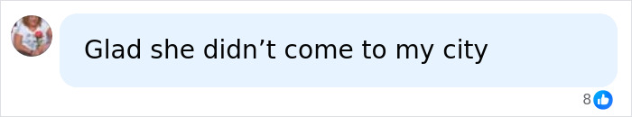 Comment on social media expressing relief that Erika Kirk did not visit the user's city during her controversial high school visit.