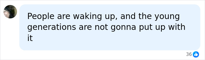 Screenshot of a social media comment about teens revolting and not accepting controversial visits at high schools.