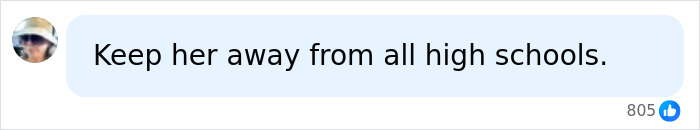 Comment urging to keep Erika Kirk away from all high schools, reflecting teens' revolt over her controversial visit.