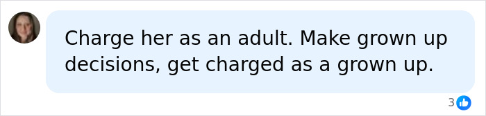 Screenshot of a social media comment discussing the arrest of a 12-year-old school bully following a serious incident.