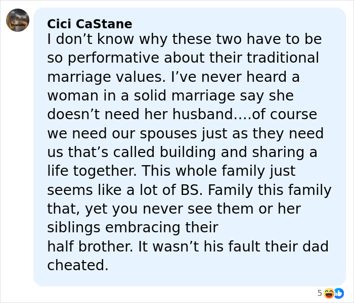 Comment discussing backlash over Nepo Baby Katherine Schwarzenegger's controversial remarks about husband Chris Pratt.