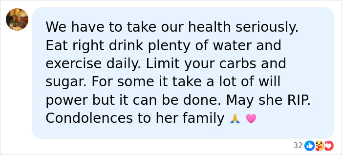 Comment about health and condolences related to My 600-Lb. Life star Dolly Martinez&rsquo;s passing shared in a social media post.