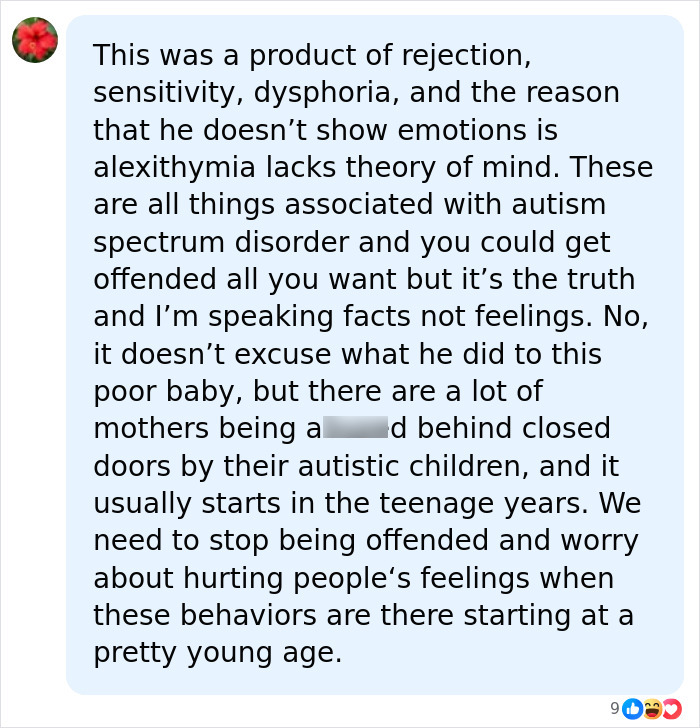 A social media post discussing a FedEx driver's actions against Athena Strand, touching upon autism spectrum disorder.