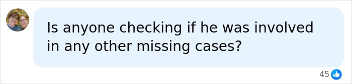 A Facebook comment: "Is anyone checking if he was involved in any other missing cases?" regarding FedEx Driver and Athena Strand.