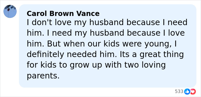 Comment about parenting and husband shared in a social media post related to Nepo Baby Katherine Schwarzenegger backlash.