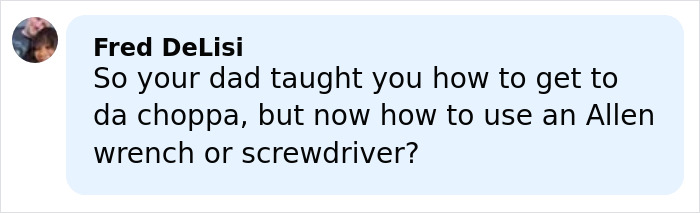 Comment by Fred DeLisi questioning skills, highlighting "Nepo Baby" Katherine Schwarzenegger backlash over Chris Pratt remarks.