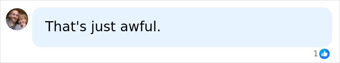 Comment bubble showing That&rsquo;s just awful in a light blue chat box with a blurred profile picture on the left