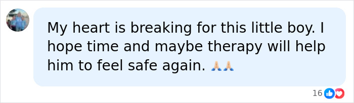 Comment expressing sympathy for a toddler after police fatally take down woman attacking him with a knife at Walmart.