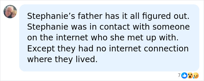 Text message screenshot discussing a 13-year-old's internet contact before vanishing from family&rsquo;s rural Maine yurt.