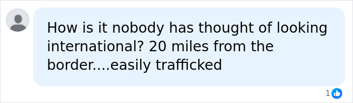 Comment expressing concern about a missing 13-year-old from a rural Maine yurt and possible international trafficking risks.