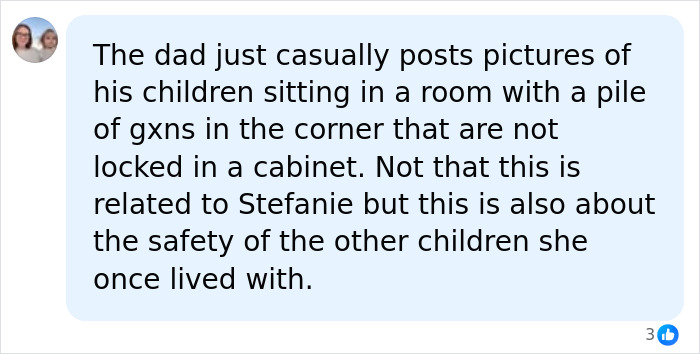Comment about dad posting pictures of children in a room with unsecured guns, raising safety concerns in rural Maine.