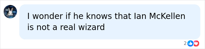 Comment mentioning Ian McKellen not being a real wizard, amid Brian C*x backlash discussions online.