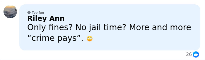 Facebook comment by Riley Ann expressing disbelief about fines but no jail time for Mount Everest guides accused of spiking climbers' food scam.