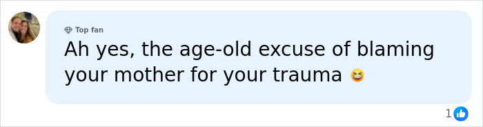 Social media comment jokingly blaming mom for trauma, related to McDonald's CEO&rsquo;s viral Big Arch Burger reaction.