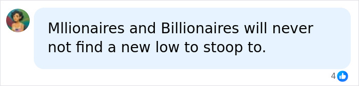 Comment about millionaires and billionaires sharing a controversial opinion on social media regarding new lows.