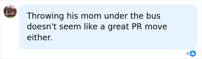 Comment bubble with text about McDonald&rsquo;s CEO blaming his mom for viral Big Arch Burger reaction.