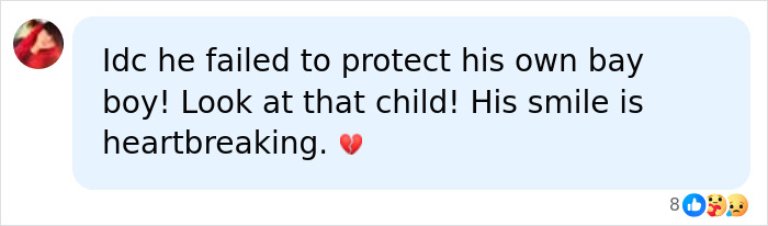 A social media comment on a dad who ended son's life, expressing sorrow: "Idc he failed to protect his own bay boy!"