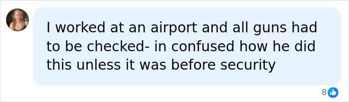 A comment on the dad who ended his son's life, questioning how he had a gun at the airport.