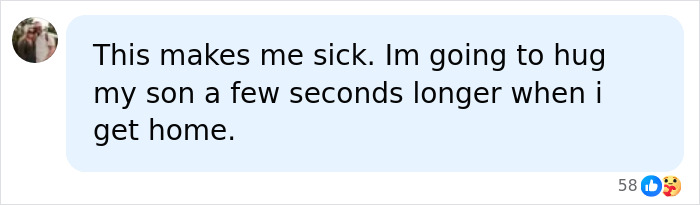 A user's comment, "This makes me sick. I'm going to hug my son a few seconds longer when I get home," reflecting emotions around a dad who ended son's life.