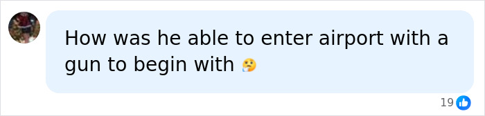 A social media comment asking how the dad who ended his son's life got a gun into the airport.