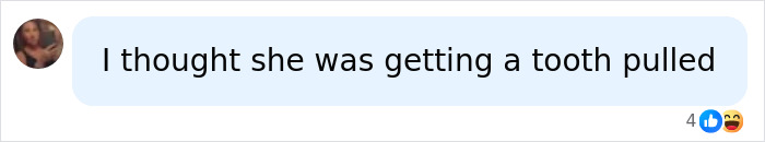 Text message bubble saying I thought she was getting a tooth pulled, relating to LeAnn Rime's emotional response to jaw release therapy.