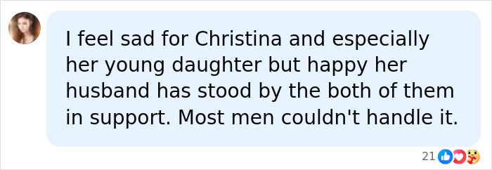 Social media comment expressing support for Christina Applegate and her family amid hospitalization concerns.