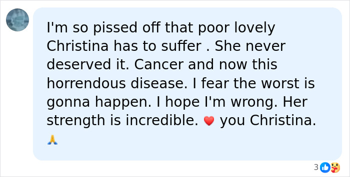 Text expressing concern and support for Christina Applegate amid her scary hospitalization details revealed to loved ones.