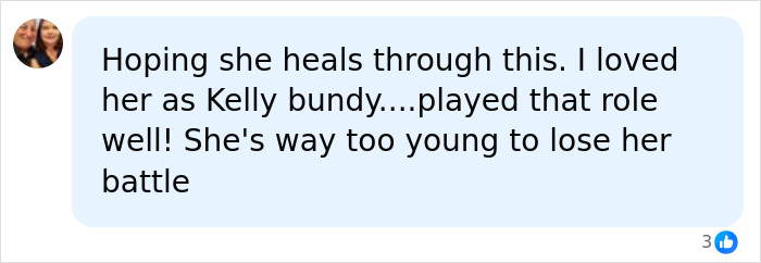 Comment expressing hope for Christina Applegate&rsquo;s recovery amid scary hospitalization details shared by loved ones.