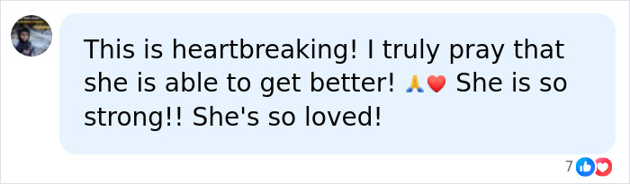 Comment expressing heartbreak and prayers for Christina Applegate&rsquo;s recovery with support from her loved ones.