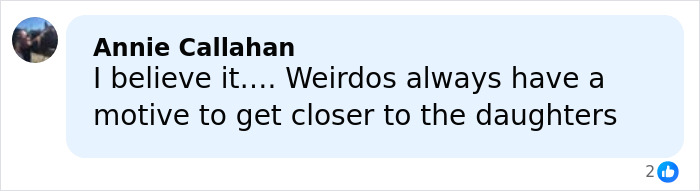 Comment about teacher allegedly building relationship with mom for sinister reason involving her daughter, displayed on social media.