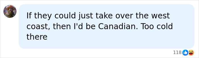 A social media comment about Canadian citizenship and the weather, reflecting discussion around new laws.