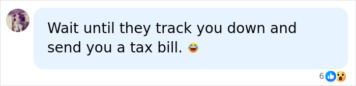 A social media comment reads: Wait until they track you down and send you a tax bill, with a laughing emoji. Related to Canadian Citizenship debate.