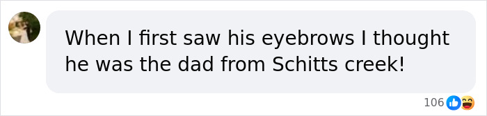 Comment bubble with text about eyebrows referencing a TV show, related to Fairfield intruder seen on video keyword.