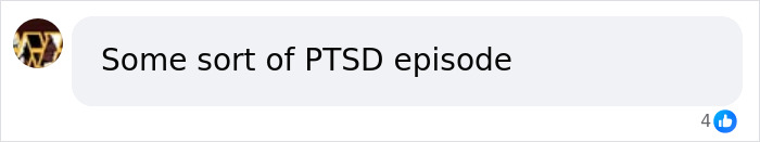 Comment on social media discussing a disturbing Fairfield intruder seen on video facing judge, mentioning possible PTSD episode.