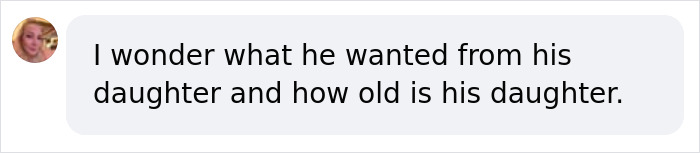 Comment bubble with a profile picture of a woman questioning what the Fairfield intruder wanted from his daughter and her age.