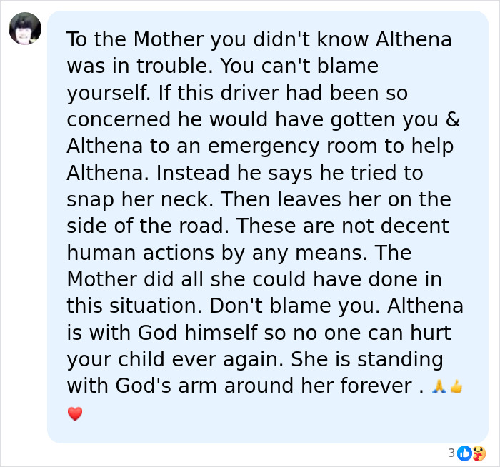 Comment supporting Athena Strand&rsquo;s mom confronting FedEx driver, explaining her reasons for court attendance.